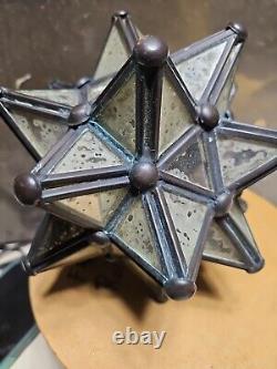 PAIR Vintage Mirror GLASS Moravian Star Moroccan CANDLE HOLDER Geometric