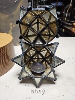 PAIR Vintage Mirror GLASS Moravian Star Moroccan CANDLE HOLDER Geometric