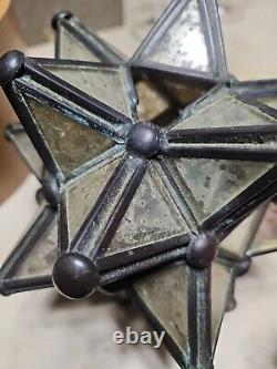 PAIR Vintage Mirror GLASS Moravian Star Moroccan CANDLE HOLDER Geometric