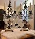Pair Of Lancers Marble /crystal And Brass Candelabras From The 1800s. Rare