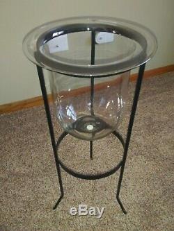 PARTYLITE SEVILLE 3 WICK WROUGHT IRON CANDLE STAND HOLDER withGLASS