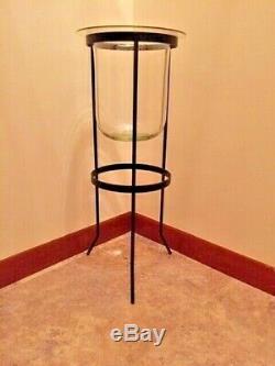 PARTYLITE Seville 3-Wick Glass CANDLE HOLDER & Original Wrought Iron Floor Stand