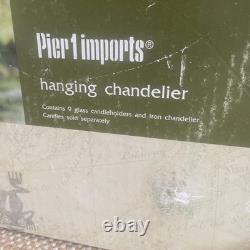 PIER 1 IMPORTS Large Iron Grid 9 Votive/Tea Candle Chandelier New In Box