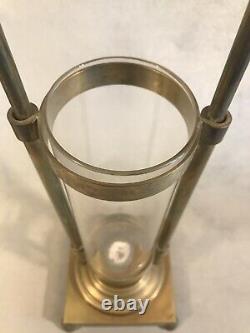 PV04892 Vintage Heavy Brass Nautical 19 Candle Holder with Glass Hurricane PAIR