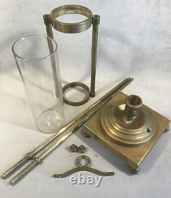 PV04892 Vintage Heavy Brass Nautical 19 Candle Holder with Glass Hurricane PAIR