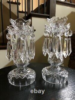 Pair 10 Waterford Crystal C1 Candelabra Candlestick Holders Bobeche 10 Prisms