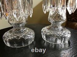 Pair 10 Waterford Crystal C1 Candelabra Candlestick Holders Bobeche 10 Prisms