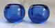 Pair 2 Glow Bug Fire & Art Glass Cobalt Blue Candle Votive Holders