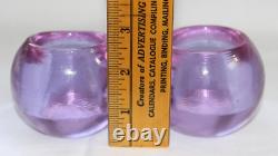 Pair 2 Glow Bug Fire & Light Neodymium Art Glass Purple Lavender candle holders