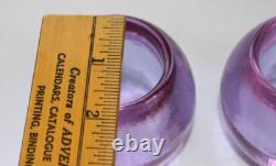 Pair 2 Glow Bug Fire & Light Neodymium Art Glass Purple Lavender candle holders