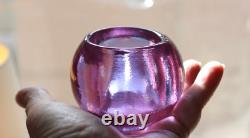 Pair 2 Glow Bug Fire & Light Neodymium Art Glass Purple Lavender candle holders