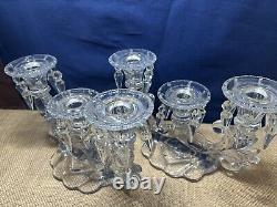 Pair (2) Heisey Vintage Williamsburg Cut Crystal Prism Candle Holders