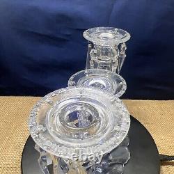 Pair (2) Heisey Vintage Williamsburg Cut Crystal Prism Candle Holders