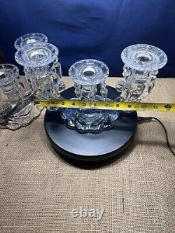 Pair (2) Heisey Vintage Williamsburg Cut Crystal Prism Candle Holders