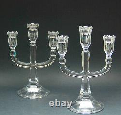 Pair 2 Waterford Crystal Candelabra Candle Holder Marquis 3 Arm