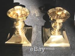 Pair 2 Waterford LISMORE Crystal & Brass Hurricane Candle Holder Holders