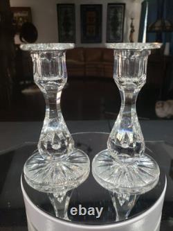 Pair 6 Candlesticks Candle Holders American Brilliant cut Glass crystal Tuthill