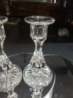 Pair 6 Candlesticks Candle Holders American Brilliant cut Glass crystal Tuthill