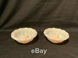 Pair Aladdin alacite glass dishware candleholders one excellent one with flaws