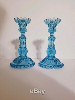 Pair Antique Baccarat Glass Candlesticks French France