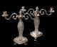 Pair Antique Cut Glass & Silver Plated Two Branch Candelabra Edwardian C. 1910