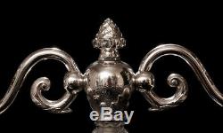 Pair Antique Cut Glass & Silver Plated Two Branch Candelabra Edwardian c. 1910