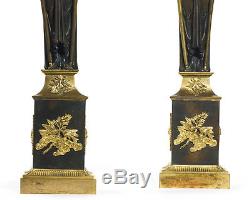 Pair Antique French Directoire Period Gilt Bronze Candelabra