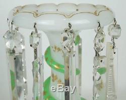 Pair Antique French Opaline Glass Lusters Lustres Candle Holders