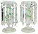 Pair Antique French Opaline Glass Lustres (lusters) Candle Holders