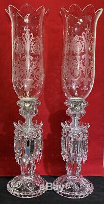 Pair Baccarat Crystal Candelabra / Candle Holder 22 Medallion