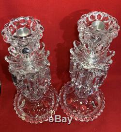 Pair Baccarat Crystal Candelabra / Candle Holder 22 Medallion