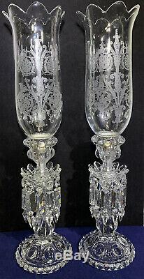 Pair Baccarat Crystal Candelabra / Candle Holder 22 Medallion