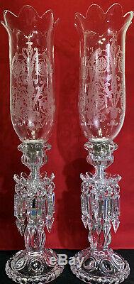 Pair Baccarat Crystal Candelabra / Candle Holder 22 Medallion