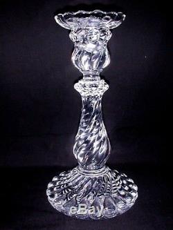 Pair Baccarat Crystal Signed Swirl Bambous 9 Candlesticks Candle Holders France