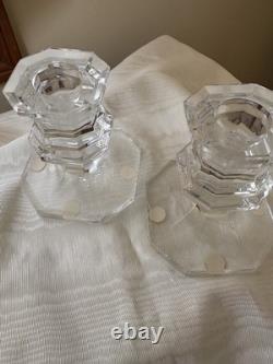 Pair Baccarat France Crystal Regence Signed Candlestick Candle Holder 3 1/4 H
