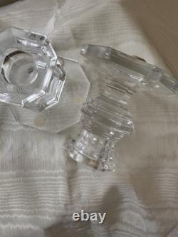 Pair Baccarat France Crystal Regence Signed Candlestick Candle Holder 3 1/4 H