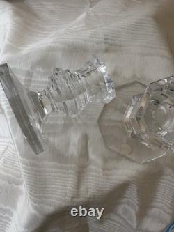Pair Baccarat France Crystal Regence Signed Candlestick Candle Holder 3 1/4 H
