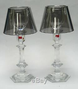 Pair Baccarat Harcourt Our Fire Silver Shade Philippe Starck Candle Holder 13