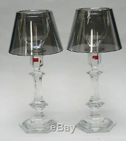 Pair Baccarat Harcourt Our Fire Silver Shade Philippe Starck Candle Holder 13