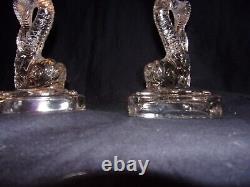 Pair Clear Glass Koi Fish Dolphin Candlesticks Candle Holders MMA Imperial Glass