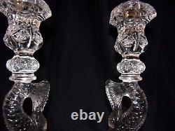 Pair Clear Glass Koi Fish Dolphin Candlesticks Candle Holders MMA Imperial Glass