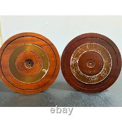 Pair Colonial Williamsburg CW16-80 Mahogany Candleholders Glass Hurricane Globes