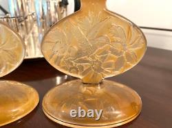 Pair Consolidated Glass Martele Hummingbird 8 Candle Holders