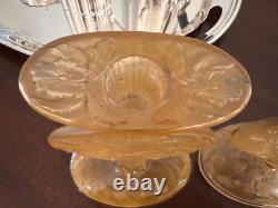 Pair Consolidated Glass Martele Hummingbird 8 Candle Holders