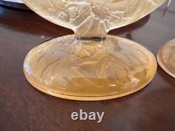 Pair Consolidated Glass Martele Hummingbird 8 Candle Holders
