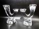 Pair Daum France Midcentury Crystal Candelabra Candle Holders Abstract Modernist
