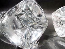 Pair DAUM France Midcentury Crystal CANDELABRA Candle Holders Abstract Modernist