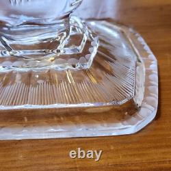 Pair Glass Lyre Harp 2 Light Candelabra Bobeche Crystal 32 Prisms Candle Holders