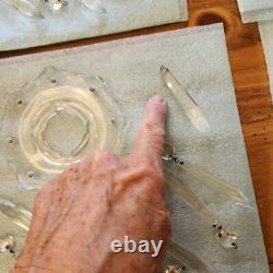 Pair Glass Lyre Harp 2 Light Candelabra Bobeche Crystal 32 Prisms Candle Holders