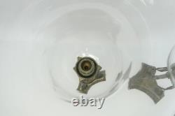Pair Glass Shades Cast Metal 3 Legged Silver Color Candle Holders Neoclassical